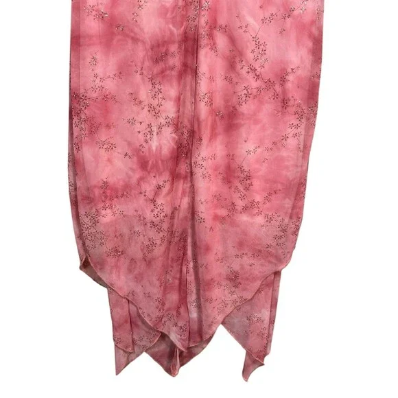 VTG 90s Taboo Women Midi Dress Sz M Pink Fairy Babydoll Y2K Handkerchief Glitter - Picture 11 of 14
